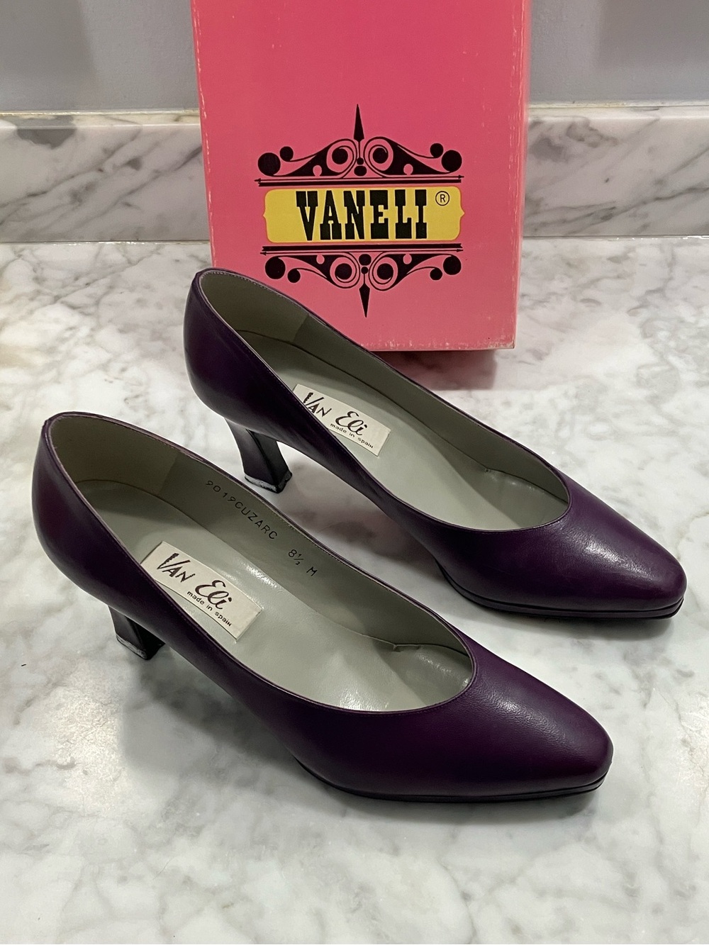 Vintage Van Eli plum purple heels pumps size 8.5 M MADE IN SPAIN WOMENS - Picture 13 of 13